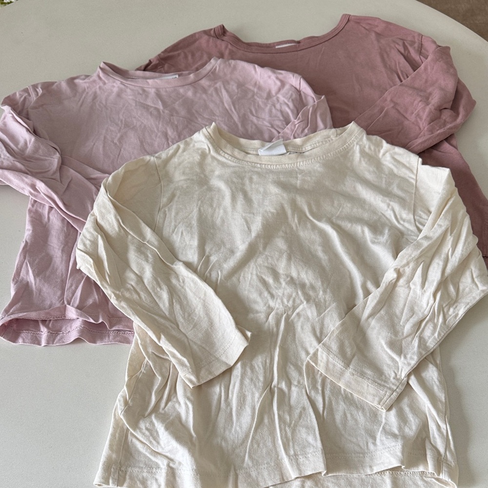 Zara girls Kids Long Sleeve Shirts - Pink and Cream size 4-5